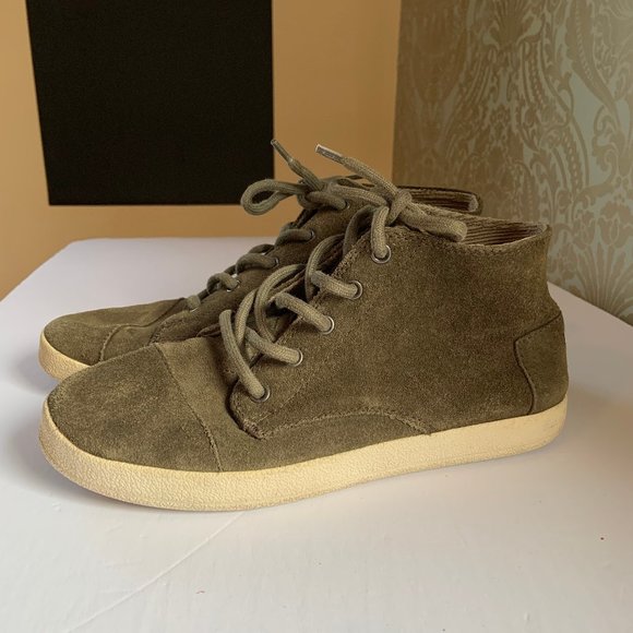 Toms Lace Up Ankle Boots Sneakers Army Green